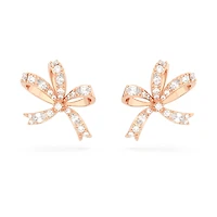 Volta stud earrings, Bow, Small, White, Rose gold-tone plated by SWAROVSKI