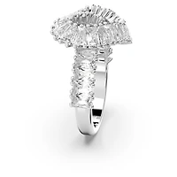 Matrix ring, Mixed cuts, Heart, White, Rhodium plated by SWAROVSKI