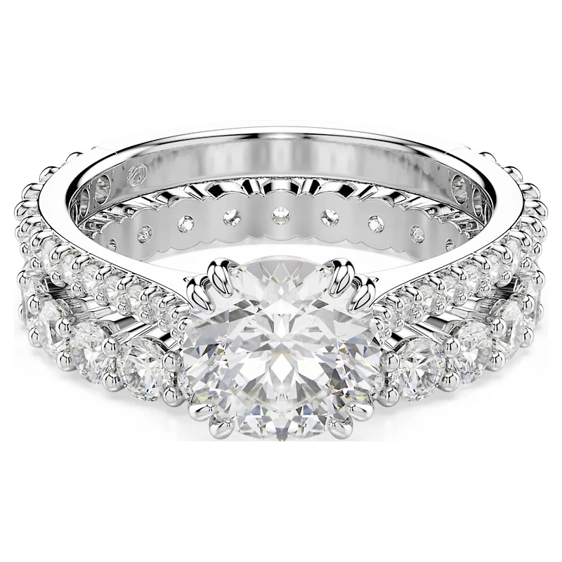Stilla ring, Set (2), Round cut, White, Rhodium plated by SWAROVSKI