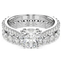 Stilla ring, Set (2), Round cut, White, Rhodium plated by SWAROVSKI