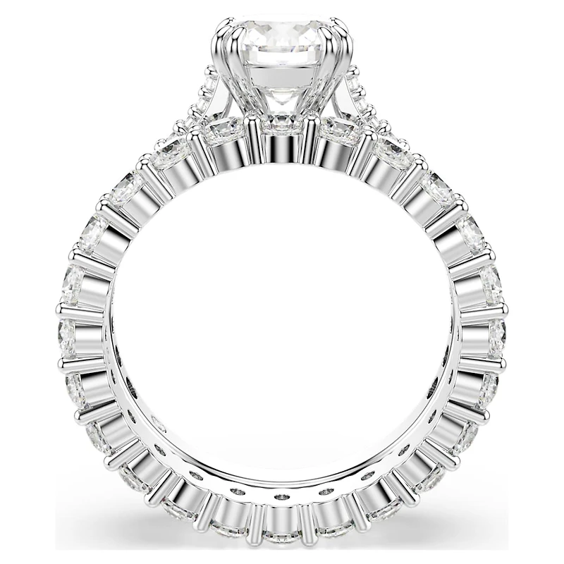 Stilla ring, Set (2), Round cut, White, Rhodium plated by SWAROVSKI