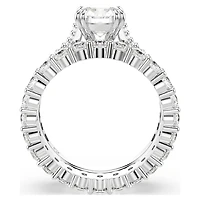 Stilla ring, Set (2), Round cut, White, Rhodium plated by SWAROVSKI