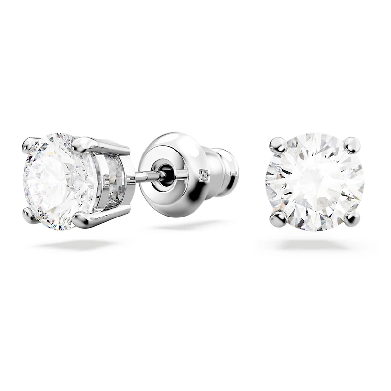 Matrix Tennis set, Round cut, White, Rhodium plated by SWAROVSKI