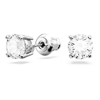 Matrix Tennis set, Round cut, White, Rhodium plated by SWAROVSKI
