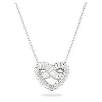 Matrix pendant, Mixed cuts, Heart, White, Rhodium plated by SWAROVSKI