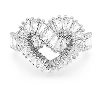 Matrix ring, Mixed cuts, Heart, White, Rhodium plated by SWAROVSKI