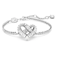 Matrix bracelet, Heart, White, Rhodium plated by SWAROVSKI
