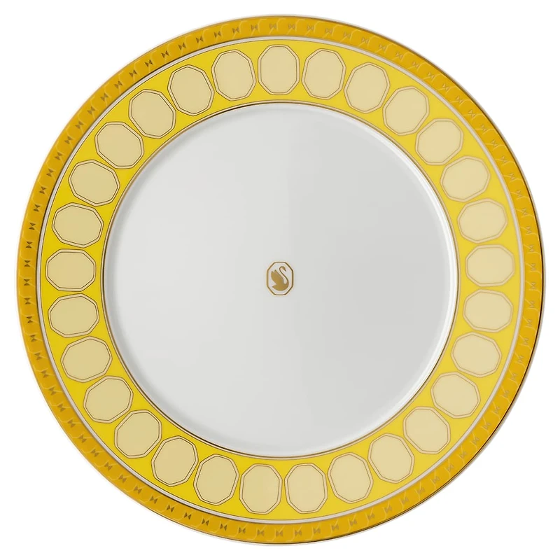 Signum dinner plate, Porcelain, Yellow by SWAROVSKI