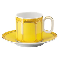 Signum espresso cup with saucer, Porcelain, Yellow by SWAROVSKI