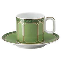 Signum espresso cup with saucer, Porcelain, Green by SWAROVSKI