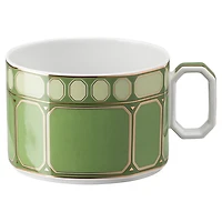 Signum teacup with saucer, Porcelain, Green by SWAROVSKI