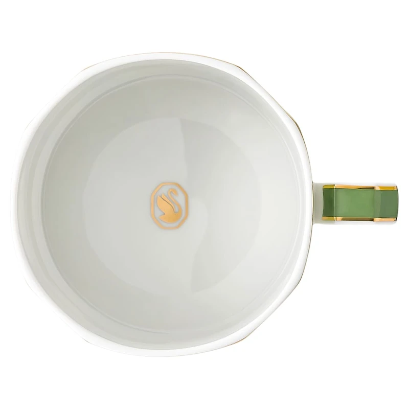 Signum teacup with saucer, Porcelain, Green by SWAROVSKI
