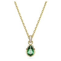 Chroma pendant, Pear cut, Green, Gold-tone plated by SWAROVSKI