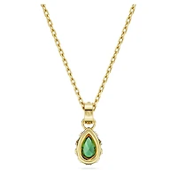 Chroma pendant, Pear cut, Green, Gold-tone plated by SWAROVSKI