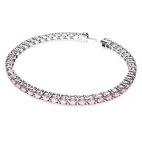 Matrix Tennis bracelet, Round cut, Pink, Rhodium plated by SWAROVSKI