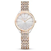 Attract watch, Swiss Made, Pavé, Crystal bracelet, Rose gold tone, Mixed metal finish by SWAROVSKI