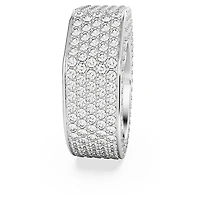 Dextera cocktail ring, Octagon shape, Pavé, White, Rhodium plated by SWAROVSKI