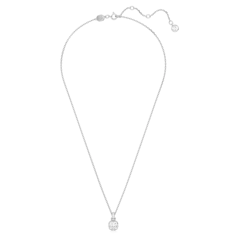 Birthstone pendant, Square cut, April, White, Rhodium plated by SWAROVSKI