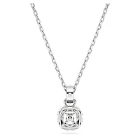 Birthstone pendant, Square cut, April, White, Rhodium plated by SWAROVSKI