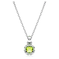 Birthstone pendant, Square cut, August, Green, Rhodium plated by SWAROVSKI