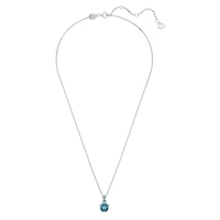 Birthstone pendant, Square cut, December, Blue, Rhodium plated by SWAROVSKI