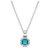 Birthstone pendant, Square cut, December, Blue, Rhodium plated by SWAROVSKI