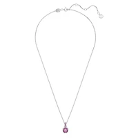 Birthstone pendant, Square cut, February, Purple, Rhodium plated by SWAROVSKI