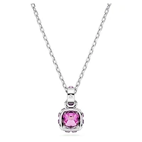 Birthstone pendant, Square cut, February, Purple, Rhodium plated by SWAROVSKI