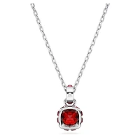 Birthstone pendant, Square cut, January, Red, Rhodium plated by SWAROVSKI