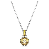 Birthstone pendant, Square cut, November, Yellow, Rhodium plated by SWAROVSKI