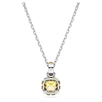 Birthstone pendant, Square cut, November, Yellow, Rhodium plated by SWAROVSKI