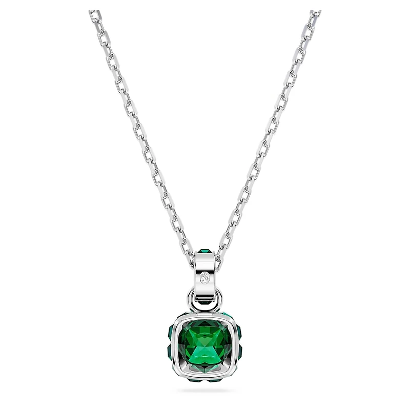 Birthstone pendant, Square cut, May, Green, Rhodium plated by SWAROVSKI