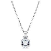 Birthstone pendant, Square cut, March, Blue, Rhodium plated by SWAROVSKI