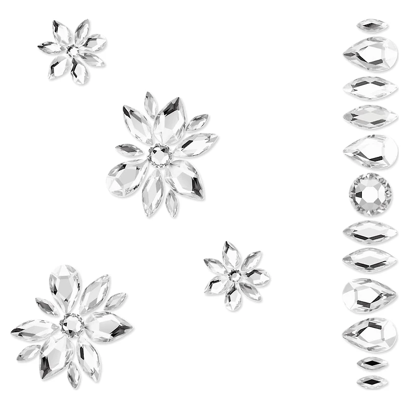 Body jewel, Set (5), Mixed cuts, Flower, White by SWAROVSKI
