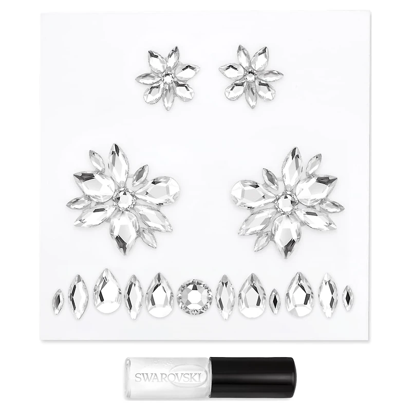 Body jewel, Set (5), Mixed cuts, Flower, White by SWAROVSKI