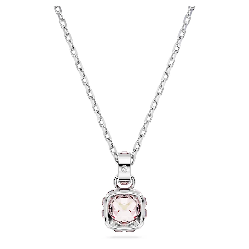 Birthstone pendant, Square cut, June, Pink, Rhodium plated by SWAROVSKI