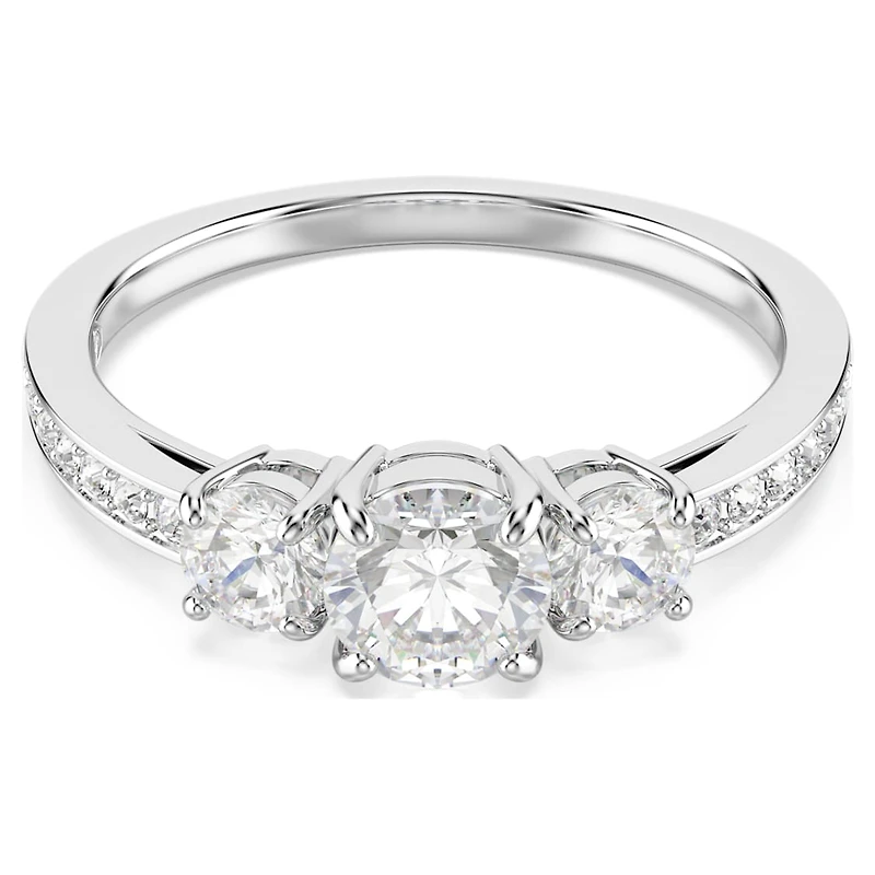 Stilla Attract ring, Round cut, White, Silver-tone finish by SWAROVSKI