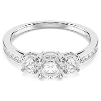 Stilla Attract ring, Round cut, White, Silver-tone finish by SWAROVSKI