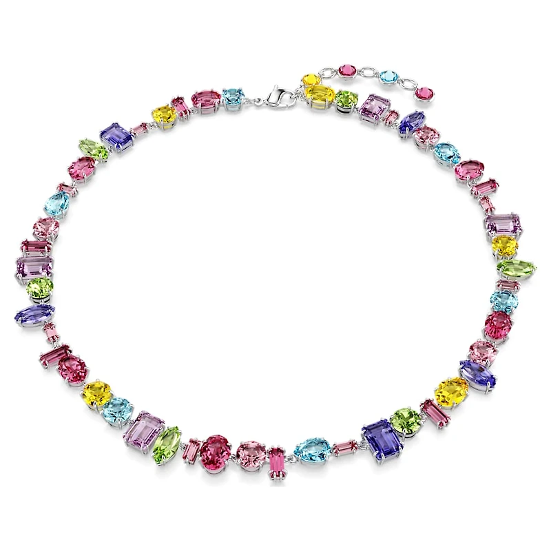Gema necklace, Mixed cuts, Multicoloured, Rhodium plated by SWAROVSKI