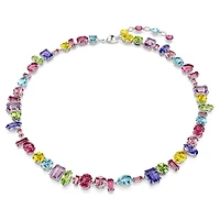 Gema necklace, Mixed cuts, Multicoloured, Rhodium plated by SWAROVSKI