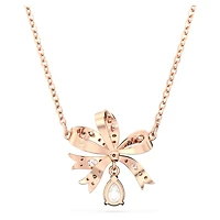 Volta necklace, Bow, Small, White, Rose gold-tone plated by SWAROVSKI