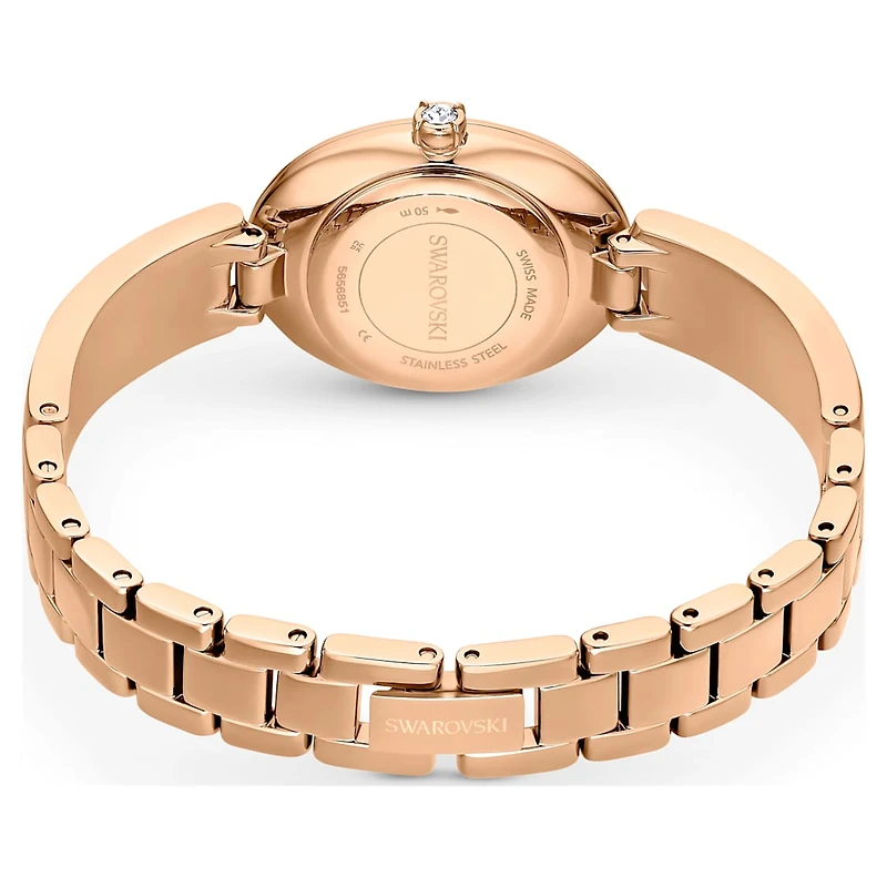 Crystal Rock oval watch, Swiss Made, Crystal bracelet, Rose gold tone, Rose gold-tone finish by SWAROVSKI