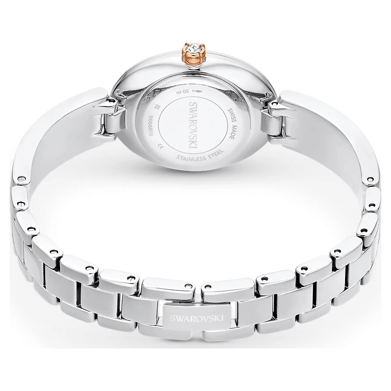 Crystal Rock oval watch, Swiss Made, Crystal bracelet, White, Stainless steel by SWAROVSKI