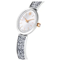 Crystal Rock oval watch, Swiss Made, Crystal bracelet, White, Stainless steel by SWAROVSKI
