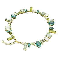 Gema necklace, Mixed cuts, Green, Gold-tone plated by SWAROVSKI