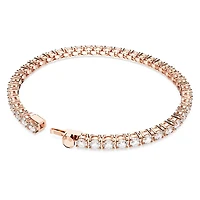 Matrix Tennis bracelet, Round cut, White, Rose gold-tone plated by SWAROVSKI