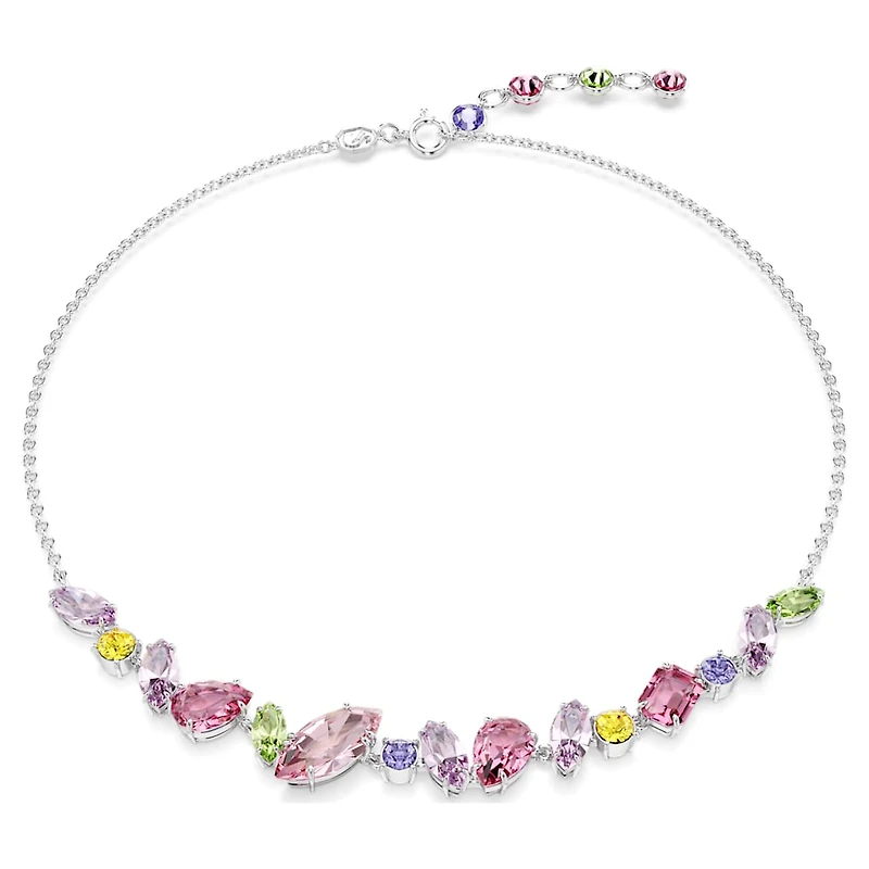 Gema necklace, Mixed cuts, Multicoloured, Rhodium plated by SWAROVSKI