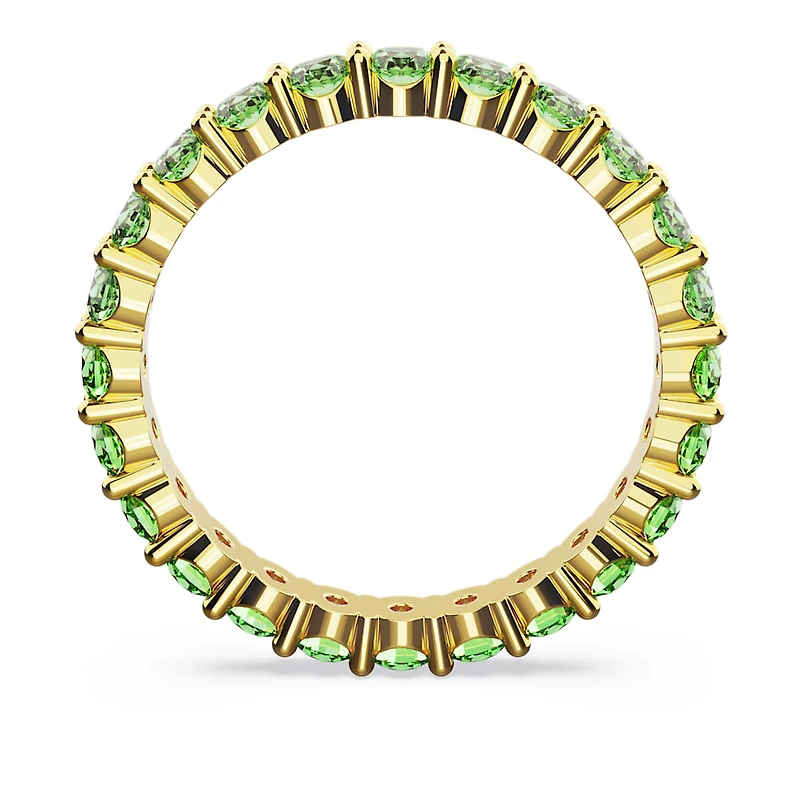 Matrix ring, Round cut, Green, Gold-tone plated by SWAROVSKI