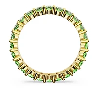 Matrix ring, Round cut, Green, Gold-tone plated by SWAROVSKI