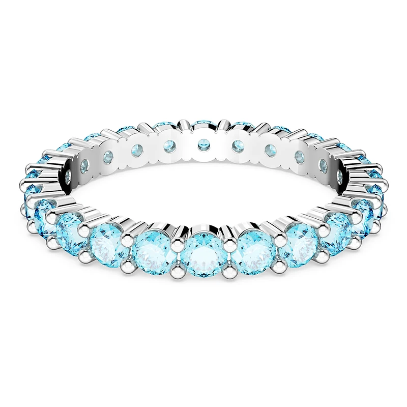 Matrix ring, Round cut, Blue, Rhodium plated by SWAROVSKI